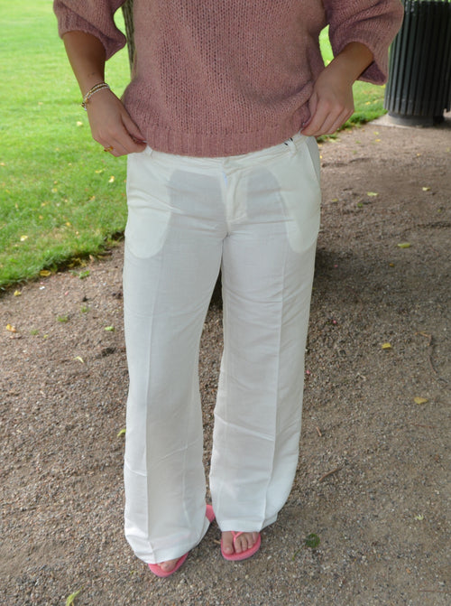 Helena low-rise trousers in linen blend - White