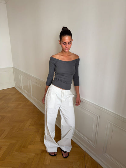 Lucille Pants with drawstring closure - White