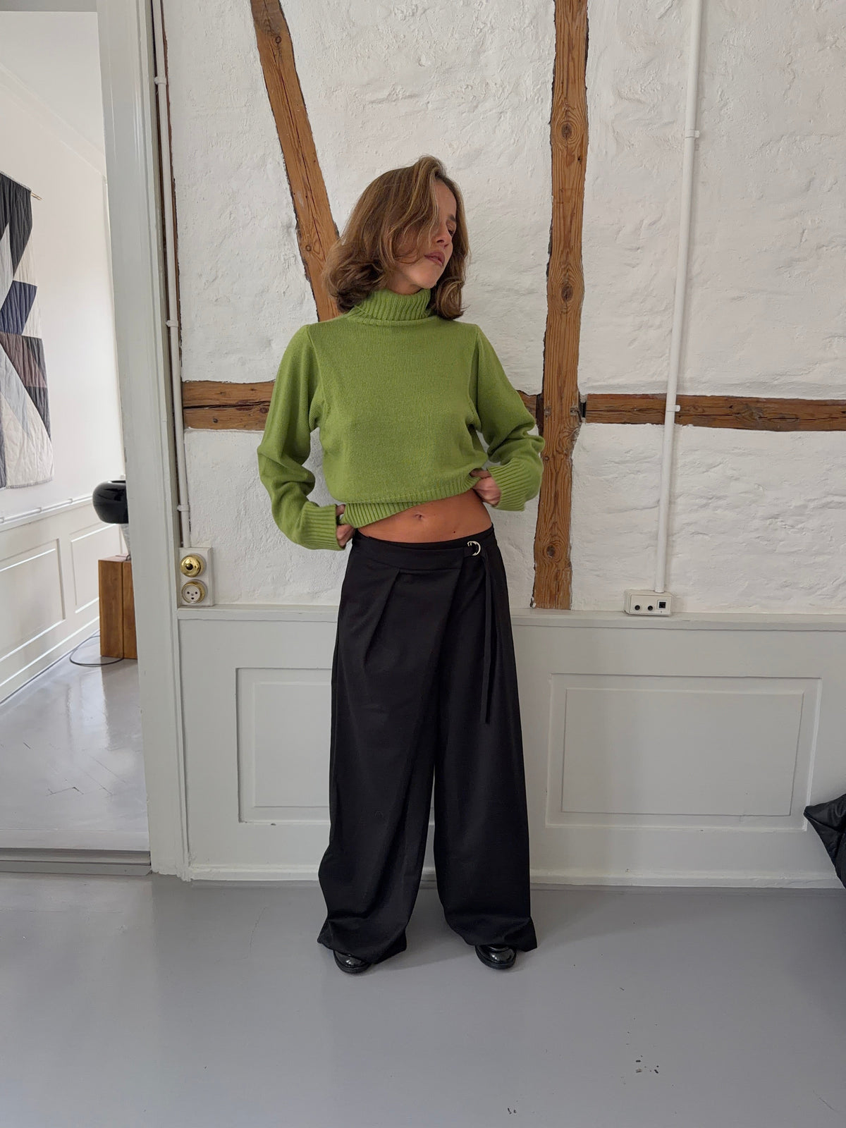 Trina suit pants with buckle detail - Black