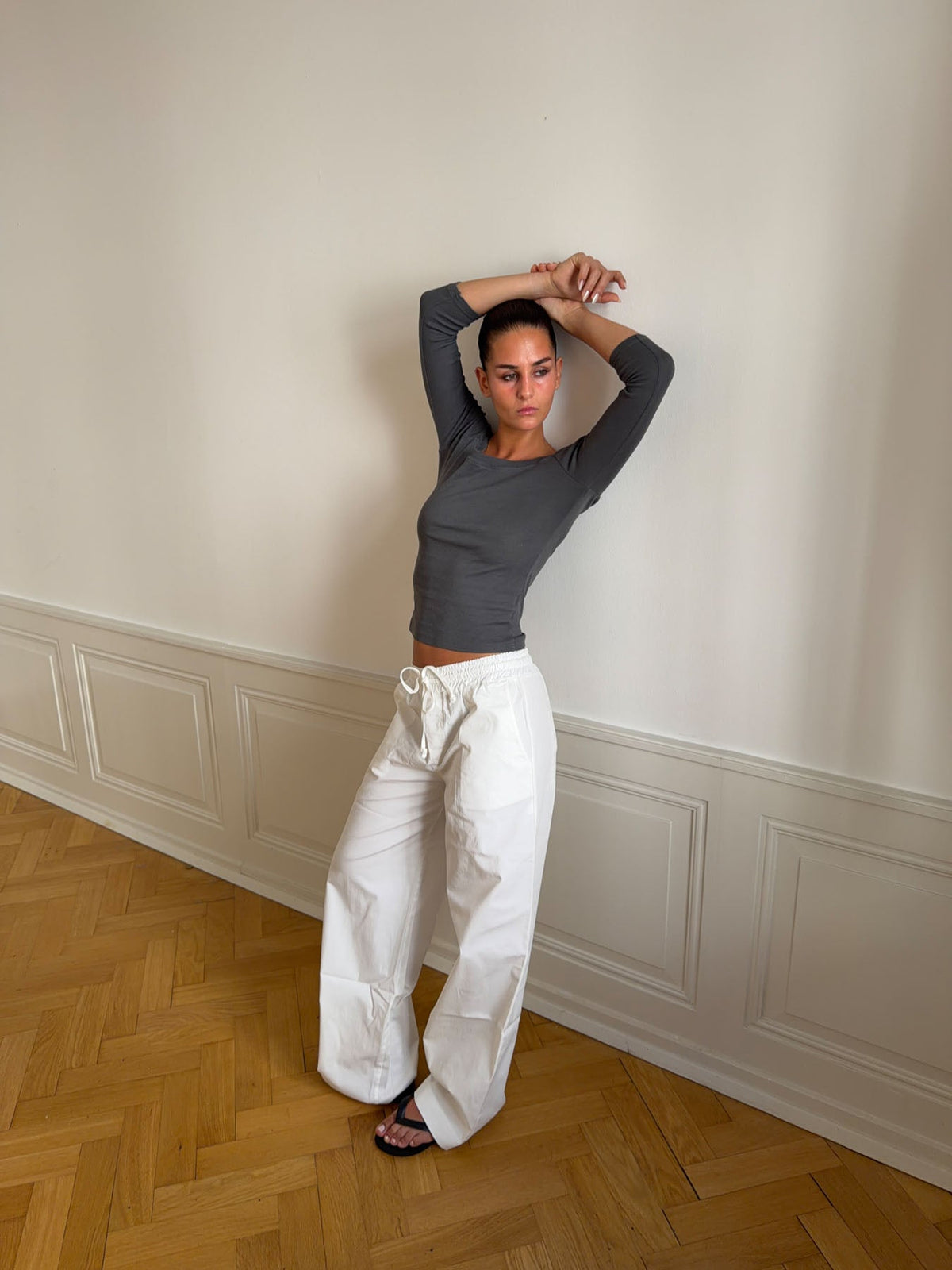 Lucille Pants with drawstring closure - White