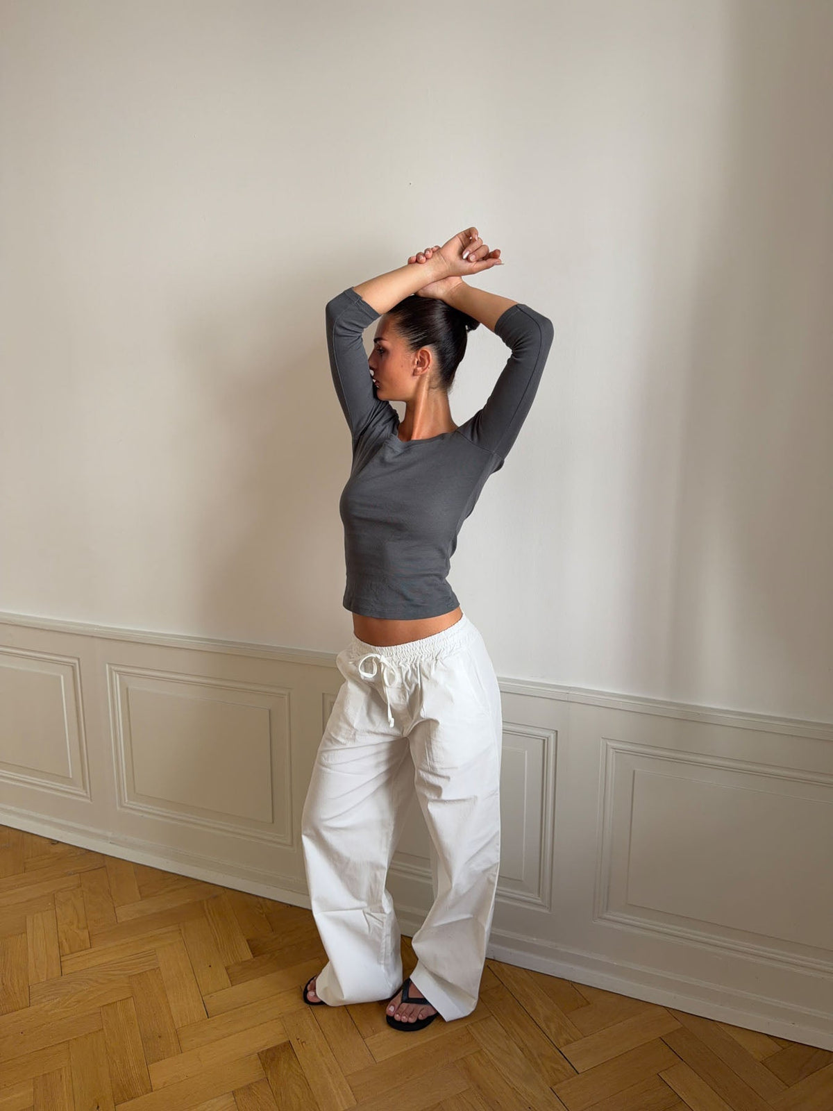 Lucille Pants with drawstring closure - White