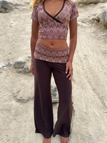 Cosimana pants with glitter waistband – Brown