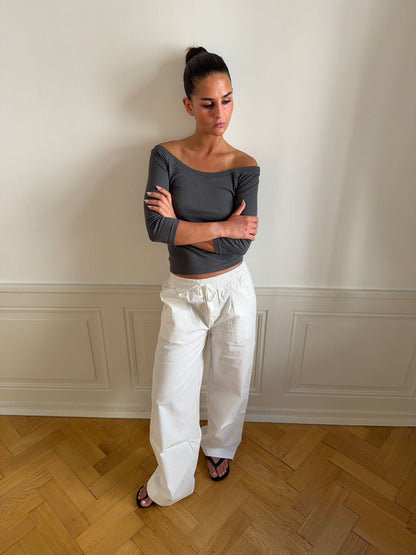 Lucille Pants with drawstring closure - White