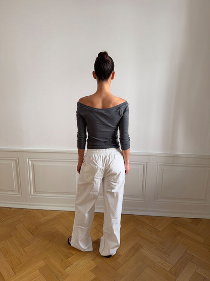 Lucille Pants with drawstring closure - White