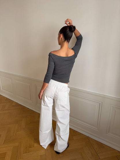 Lucille Pants with drawstring closure - White