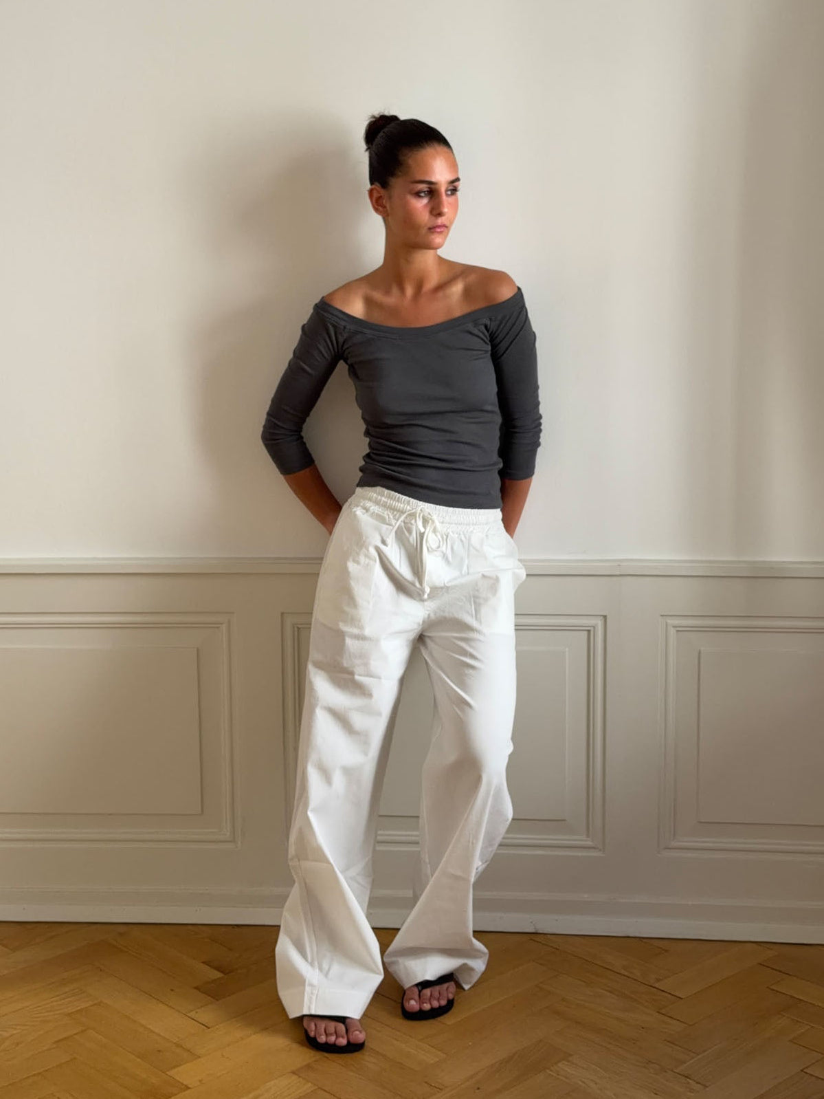 Lucille Pants with drawstring closure - White