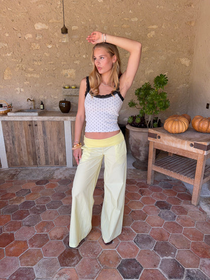 Suza pants with ribbed waist - Yellow