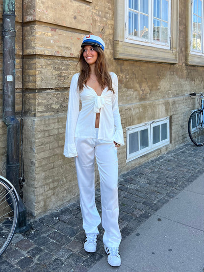 Lona low waist satin pants - White