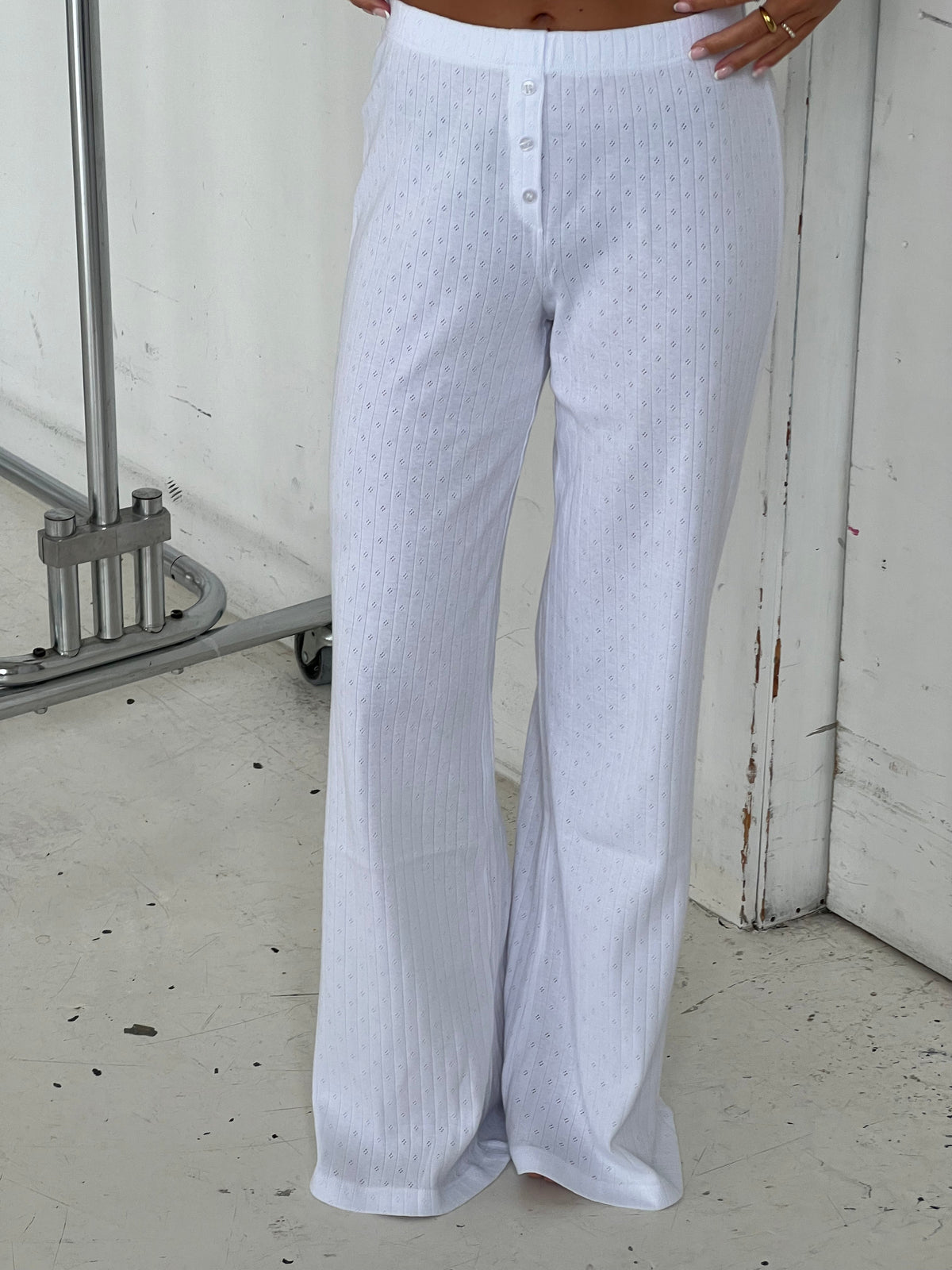 Kaya pointelle pants - White