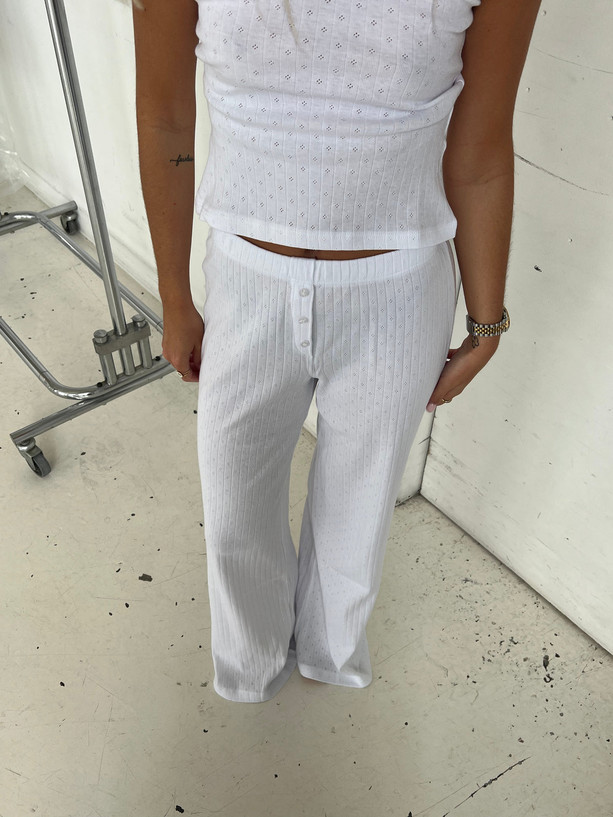 Kaya pointelle pants - White