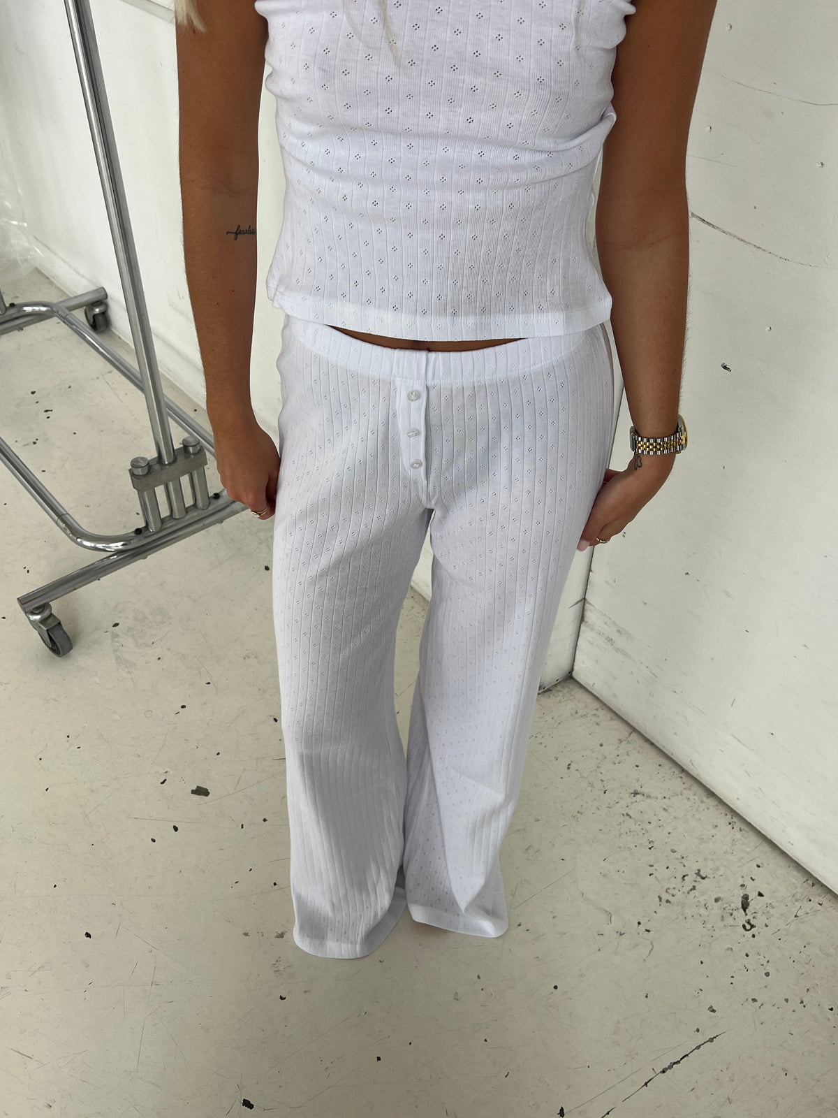 Kaya pointelle pants - White