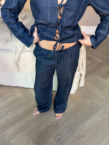 Freddy pants with tie detail - Dark blue