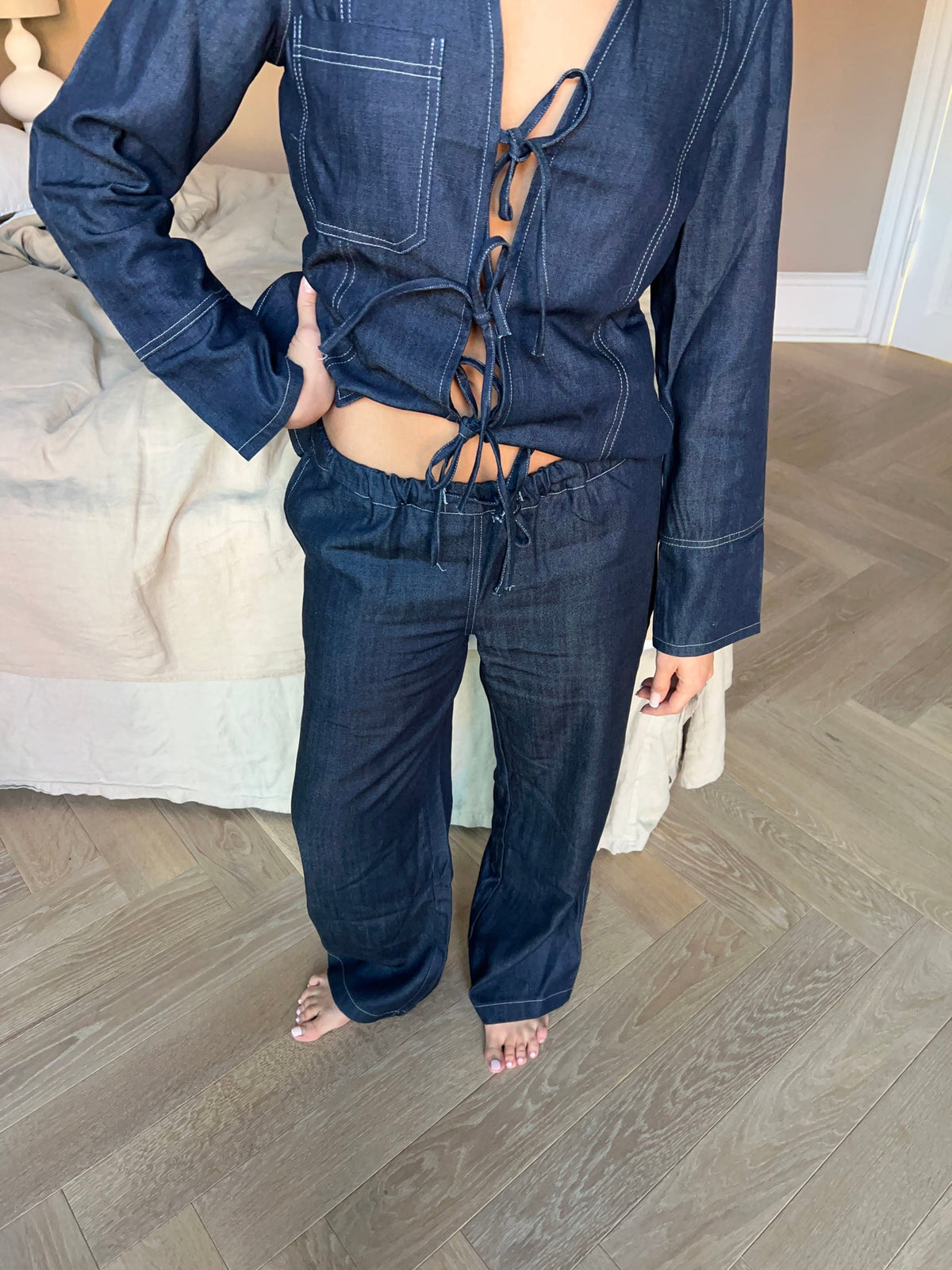 Freddy pants with tie detail - Dark blue