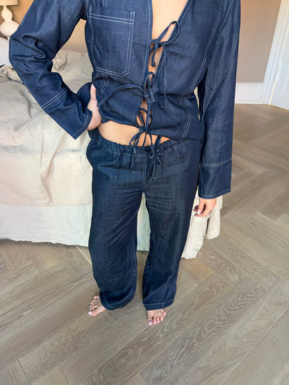 Freddy pants with tie detail - Dark blue