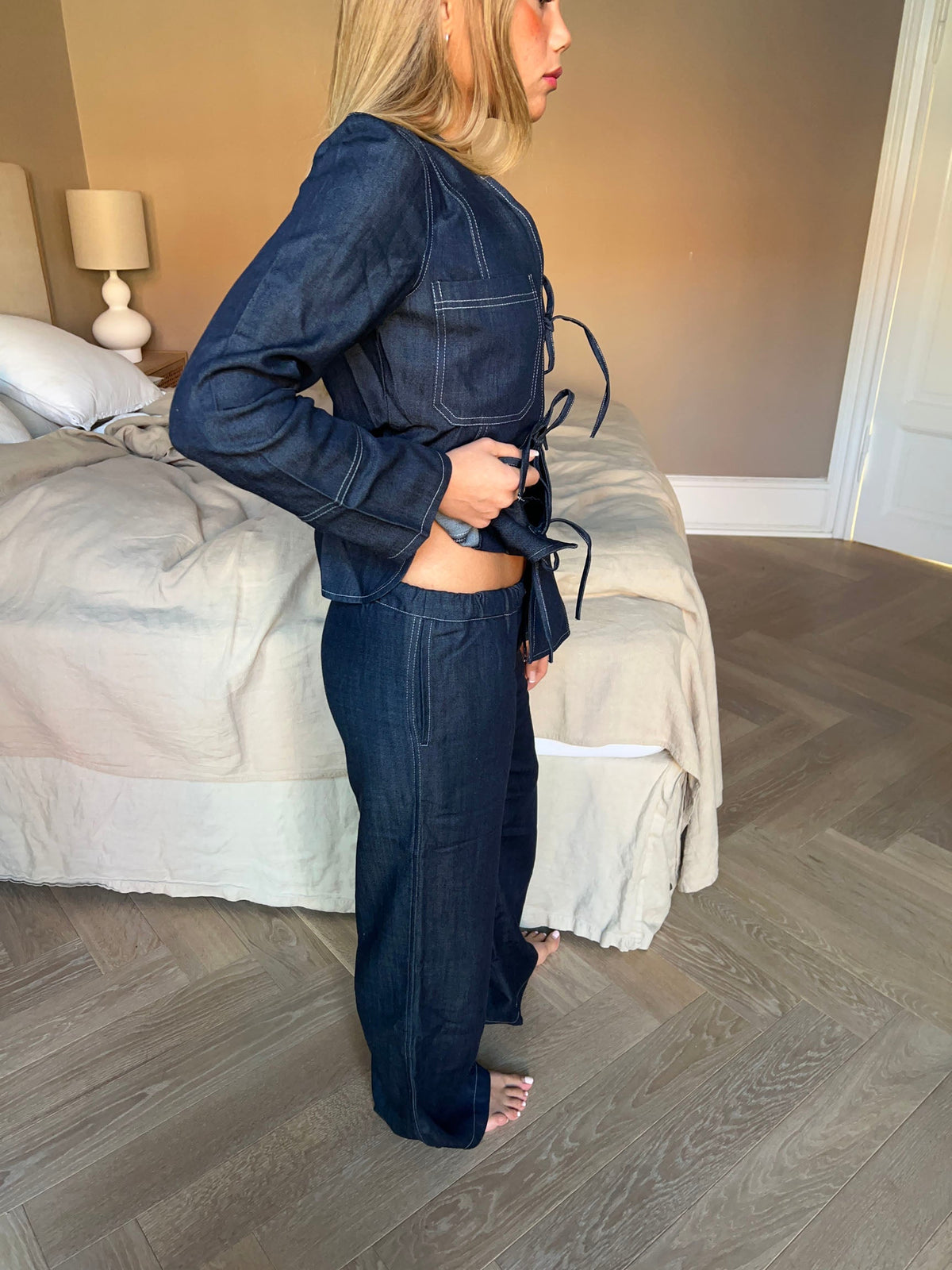 Freddy pants with tie detail - Dark blue