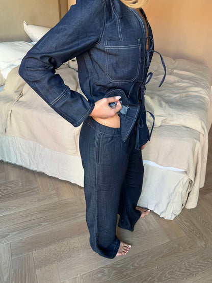 Freddy pants with tie detail - Dark blue