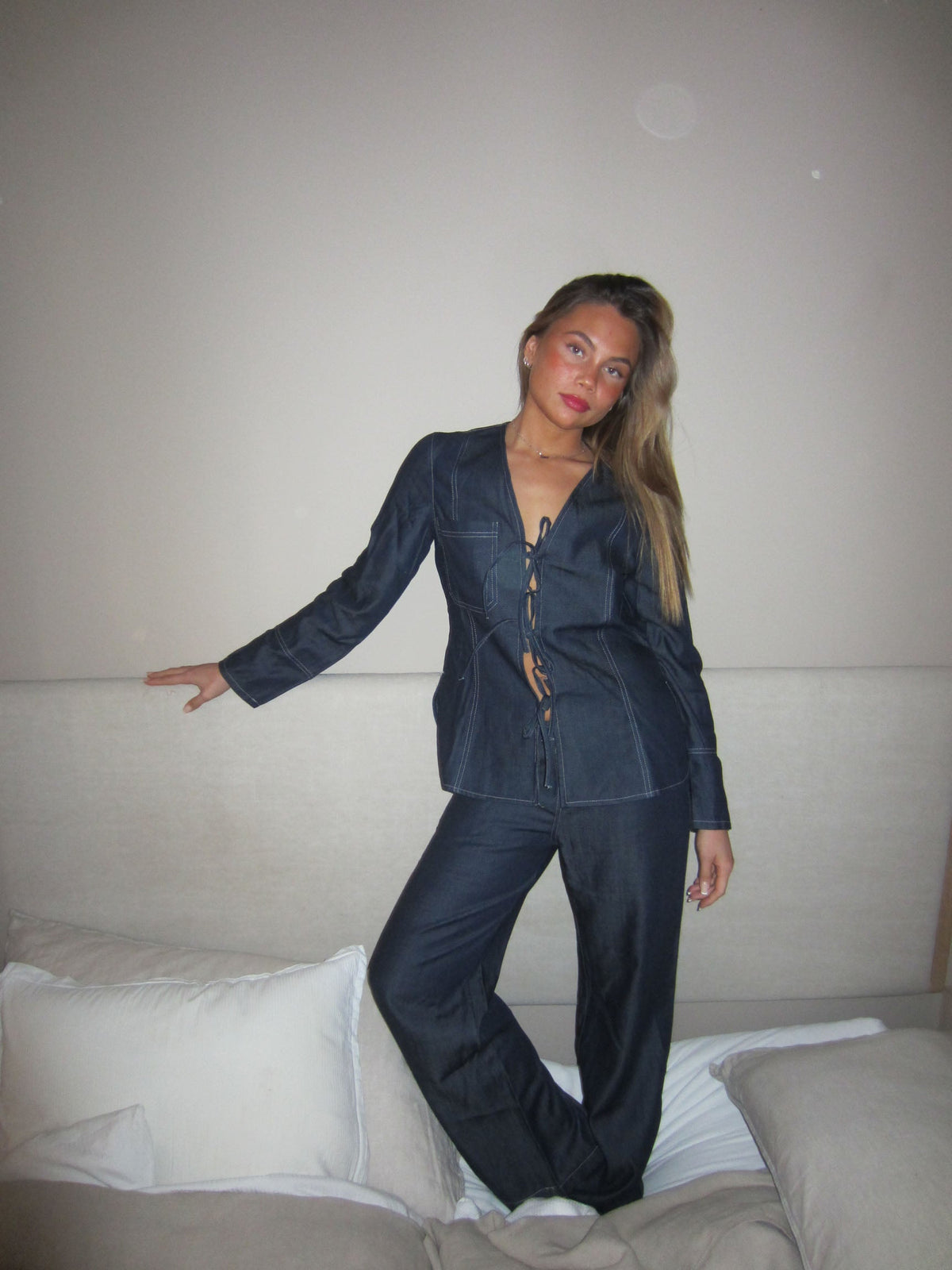 Freddy pants with tie detail - Dark blue
