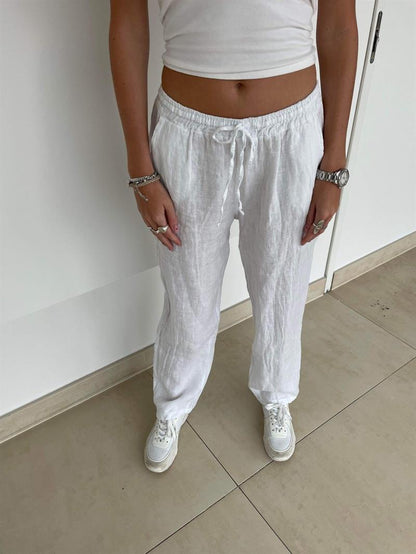 Aino linen pants - white