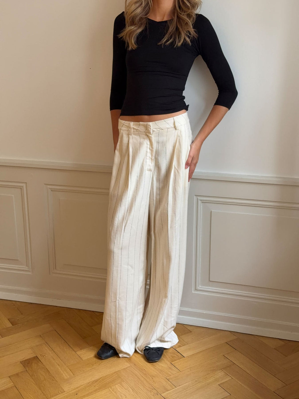 Birna trousers in linen blend - Cream