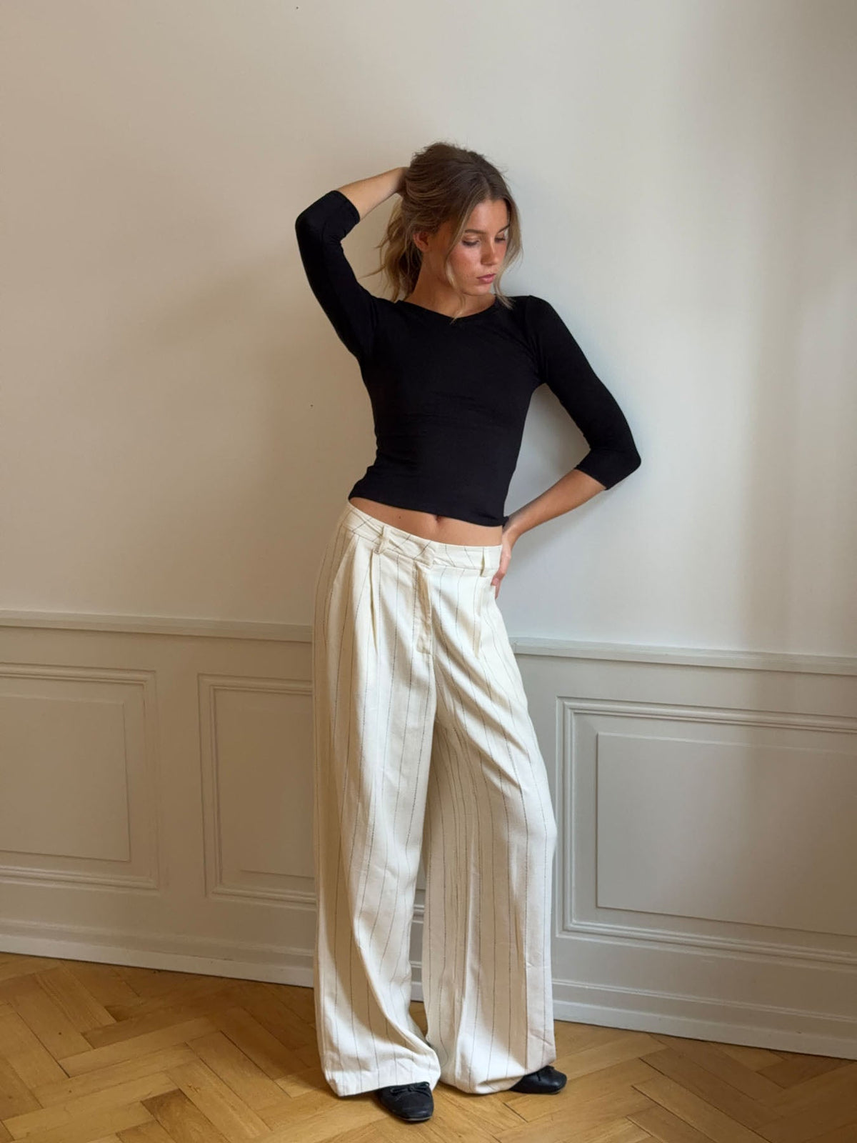 Birna trousers in linen blend - Cream