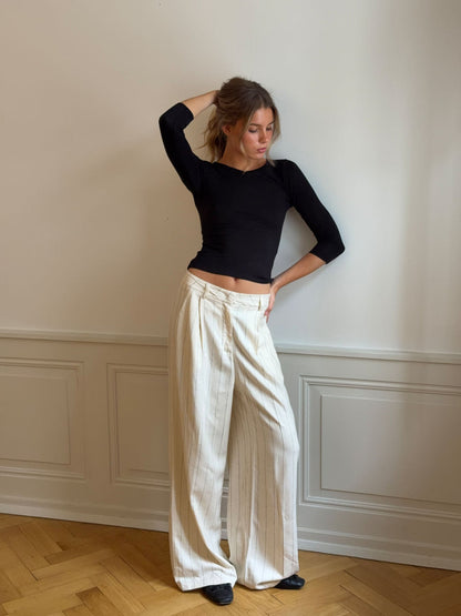 Birna trousers in linen blend - Cream