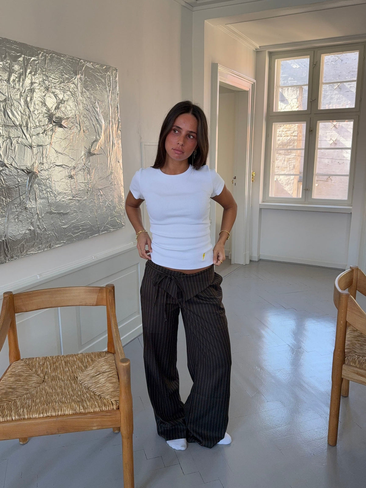 Avelina pants with tie belt - Brown