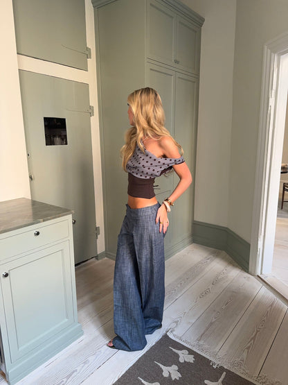 Izabelle trousers with belt – Blue