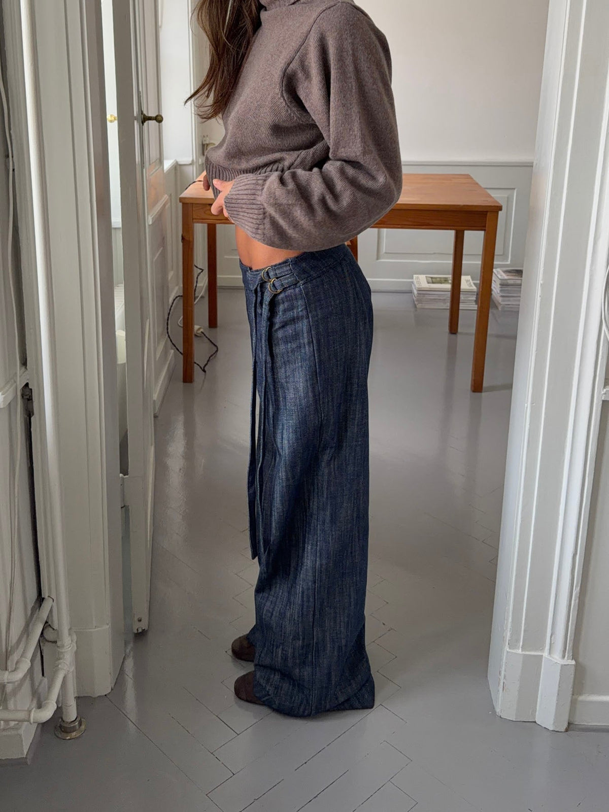 Karol pants with belt – Dark blue
