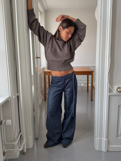 Karol pants with belt – Dark blue