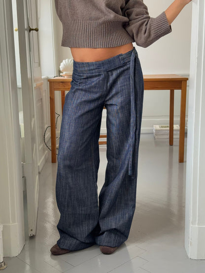 Karol pants with belt – Dark blue