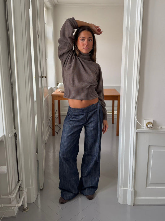 Karol pants with belt – Dark blue