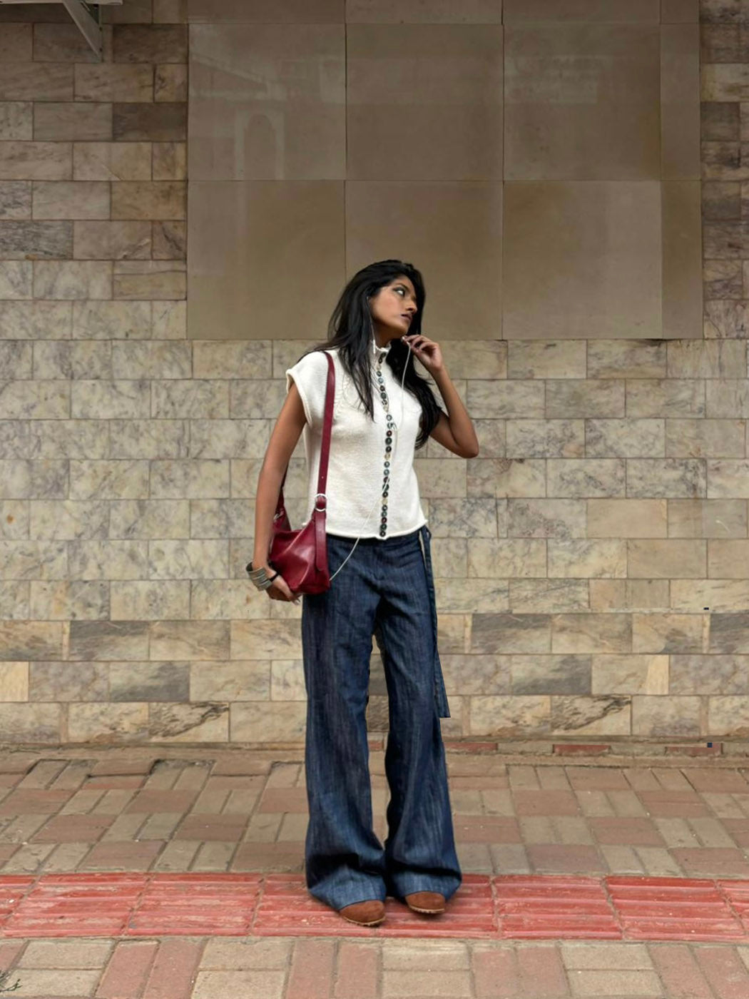 Karol pants with belt – Dark blue