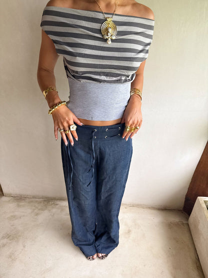 Scandivv trousers with drawstring – Navy