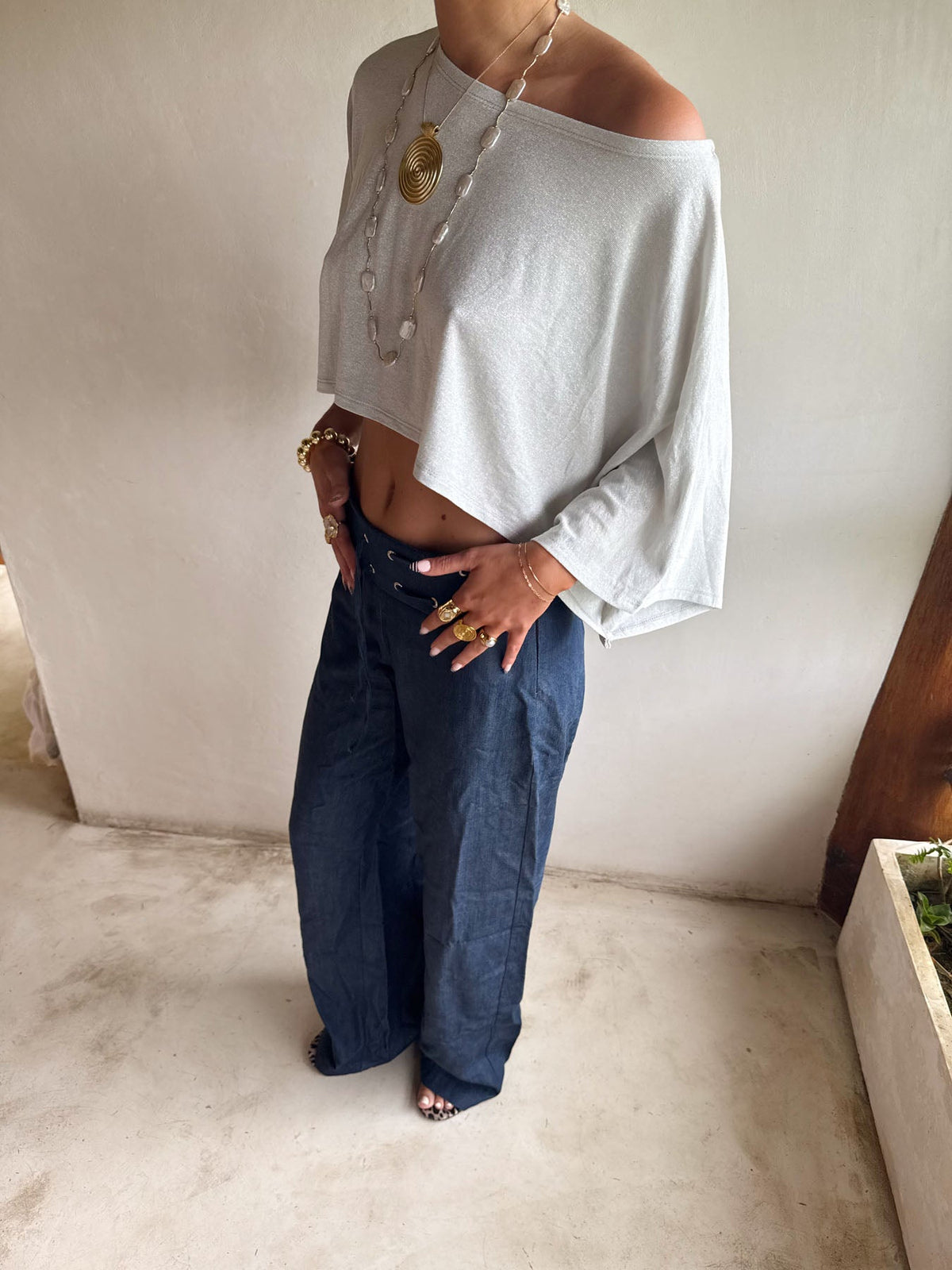 Scandivv trousers with drawstring – Navy
