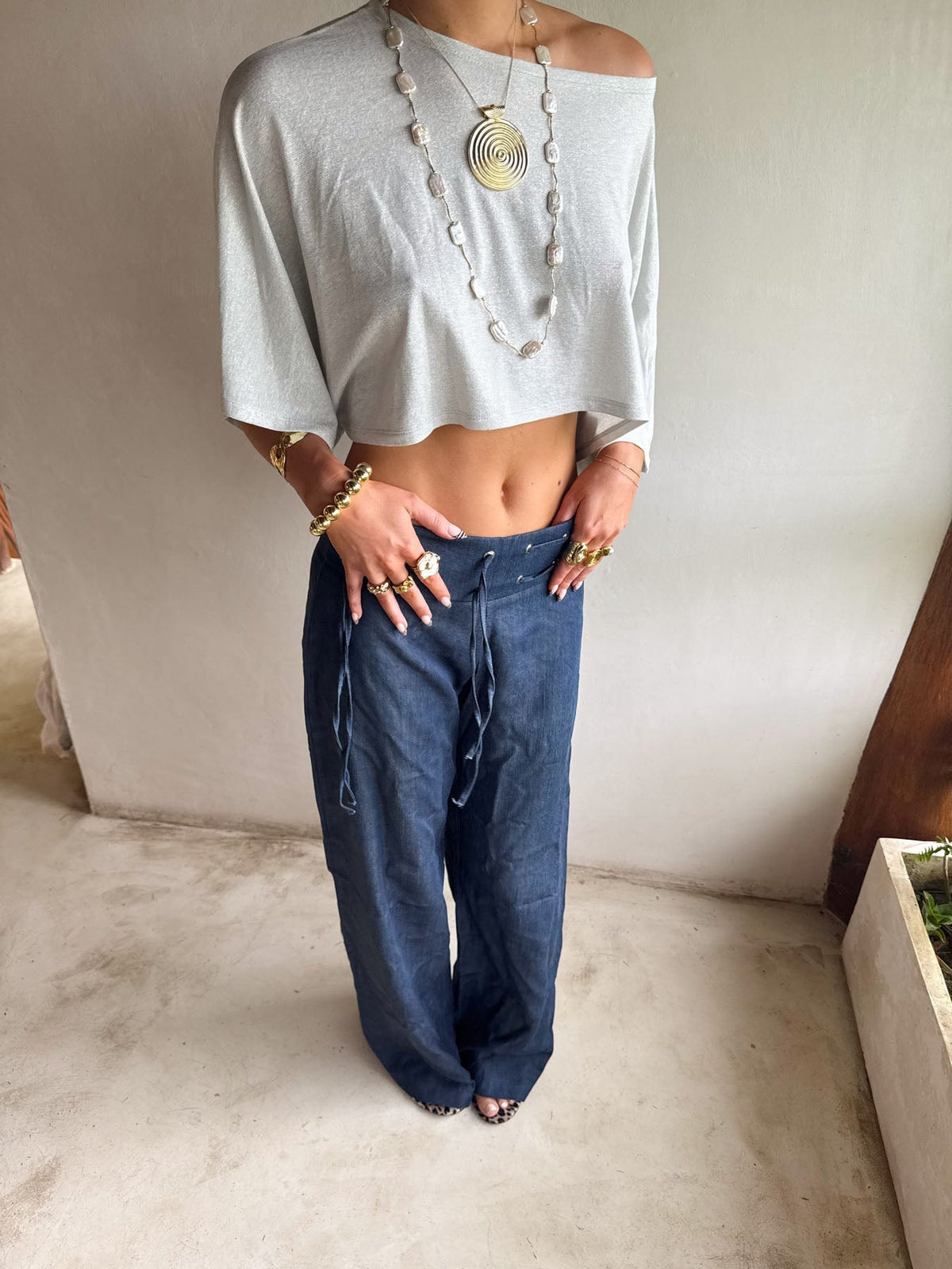Scandivv trousers with drawstring – Navy