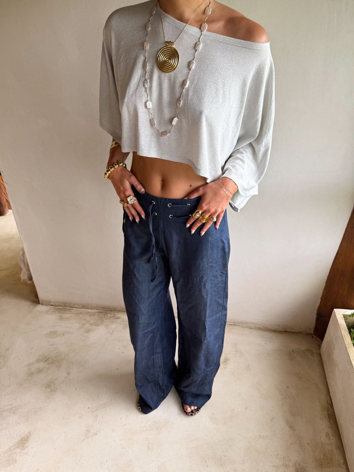 Scandivv trousers with drawstring – Navy