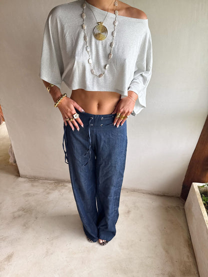 Scandivv trousers with drawstring – Navy