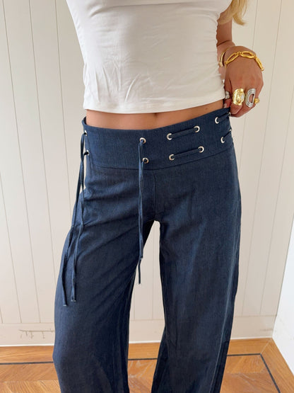 Scandivv trousers with drawstring – Navy