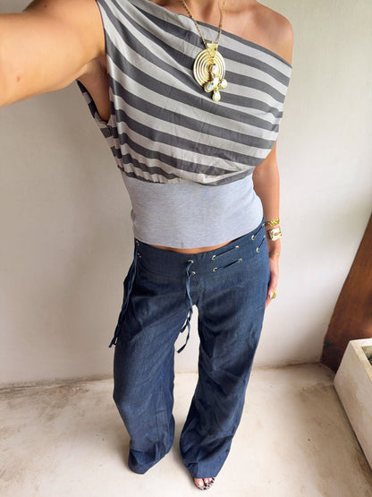 Scandivv trousers with drawstring – Navy
