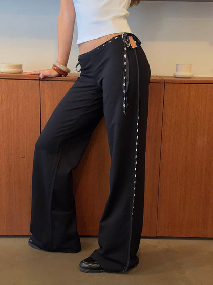 Binda pants with drawstring and polka dots – Black