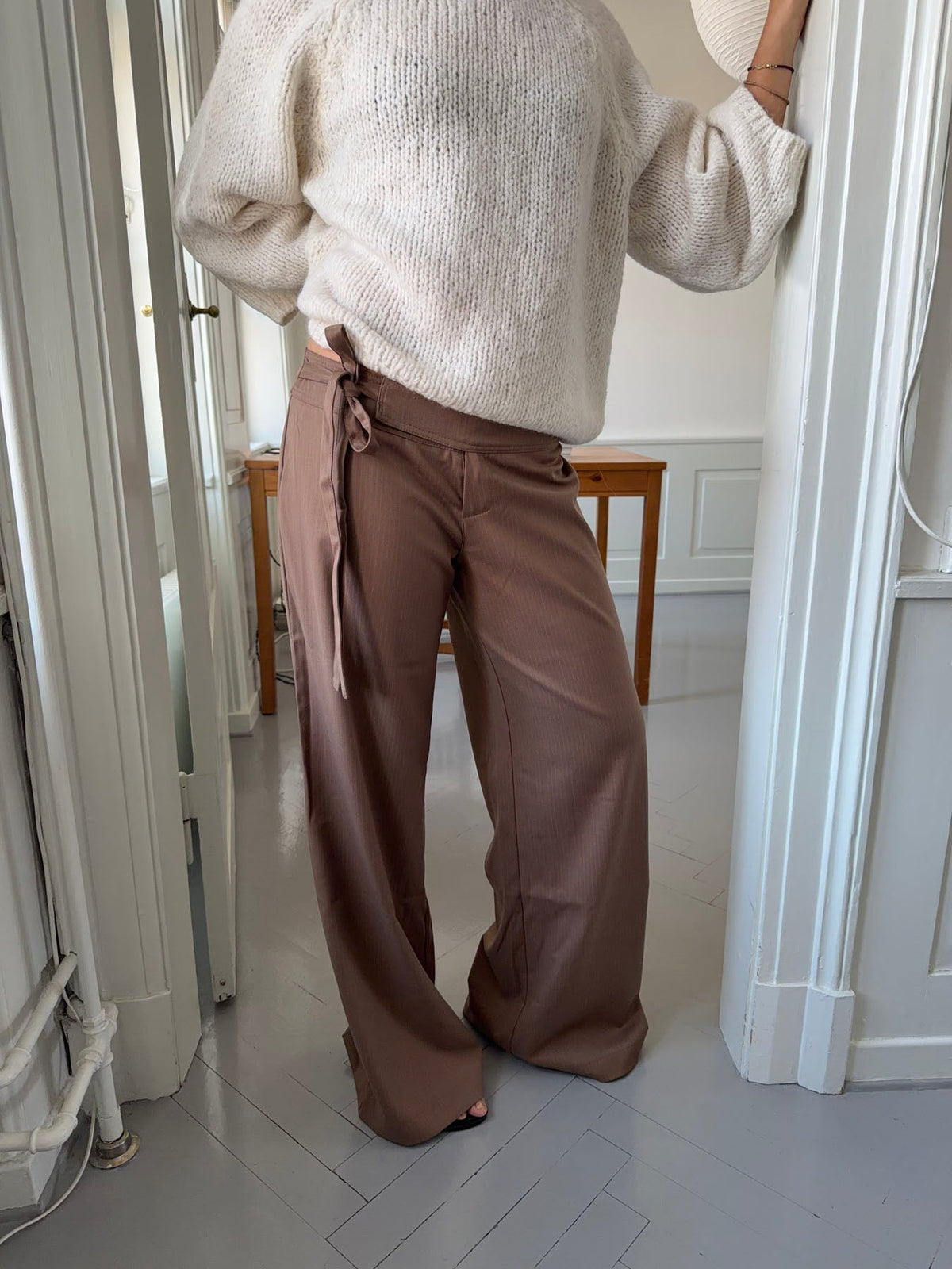 Buka pants with tie detail - Brown