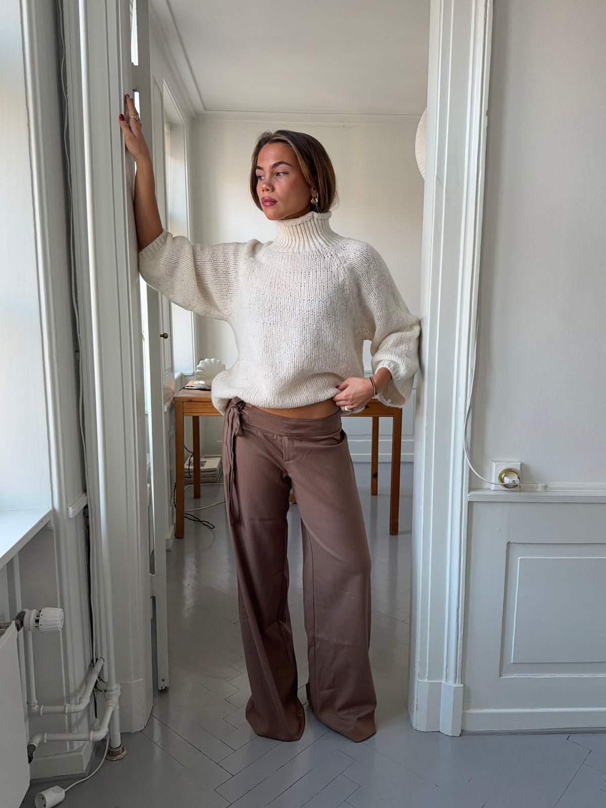 Buka pants with tie detail - Brown