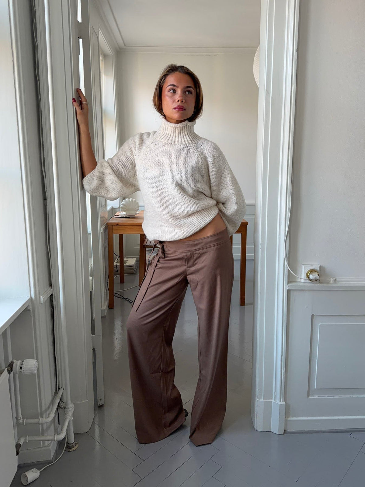Buka pants with tie detail - Brown