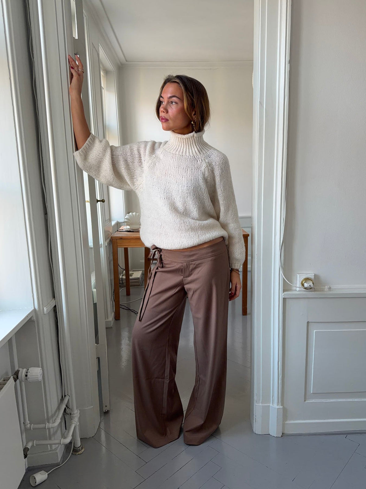 Buka pants with tie detail - Brown