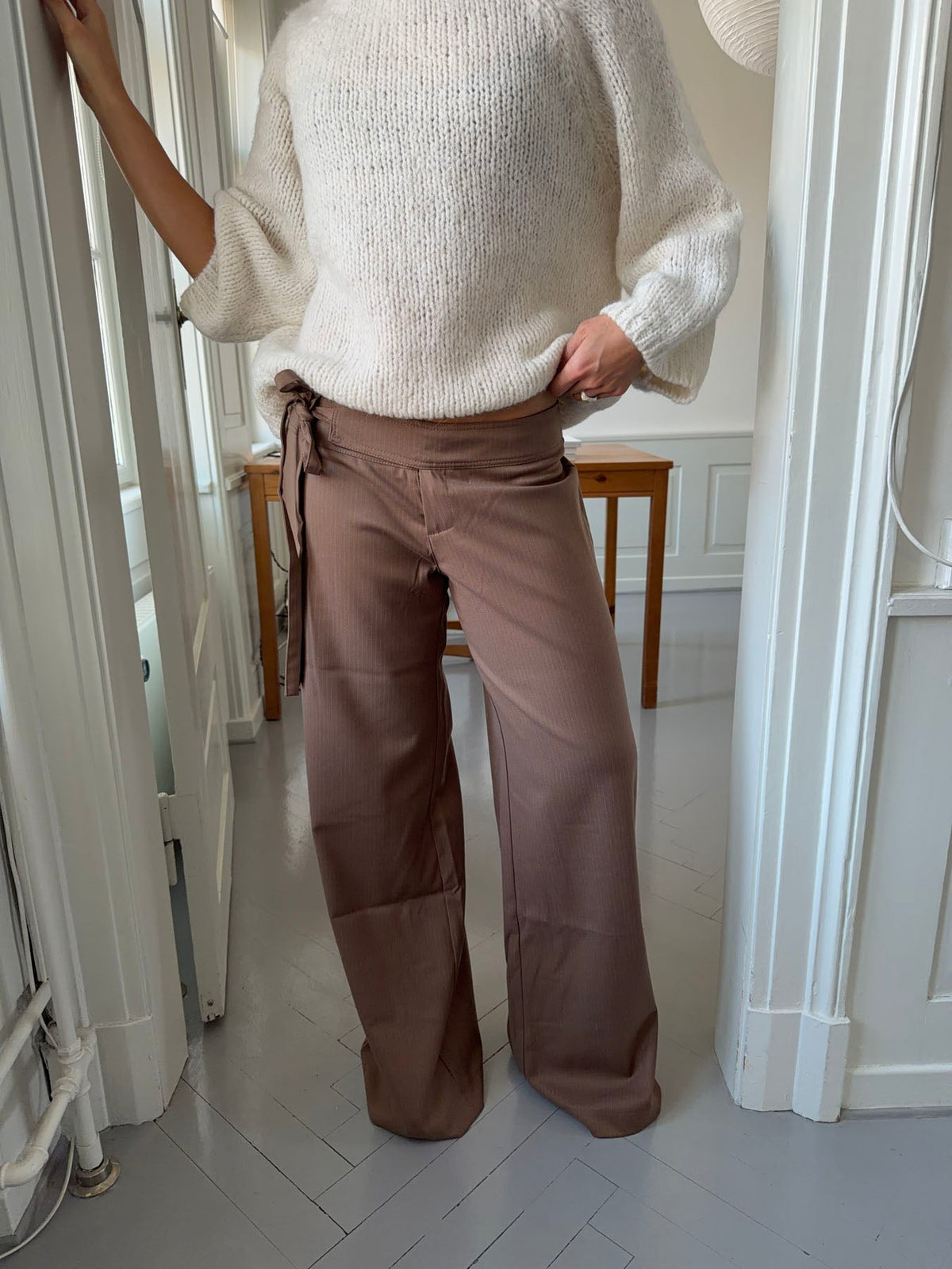 Buka pants with tie detail - Brown