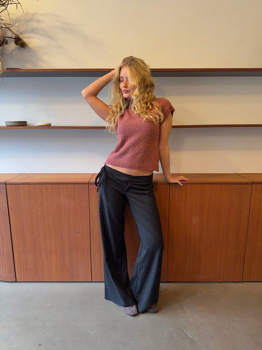 Buka pants with tie detail - Black