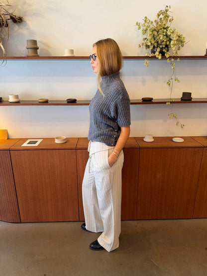 Avelina trousers with tie belt – Off white