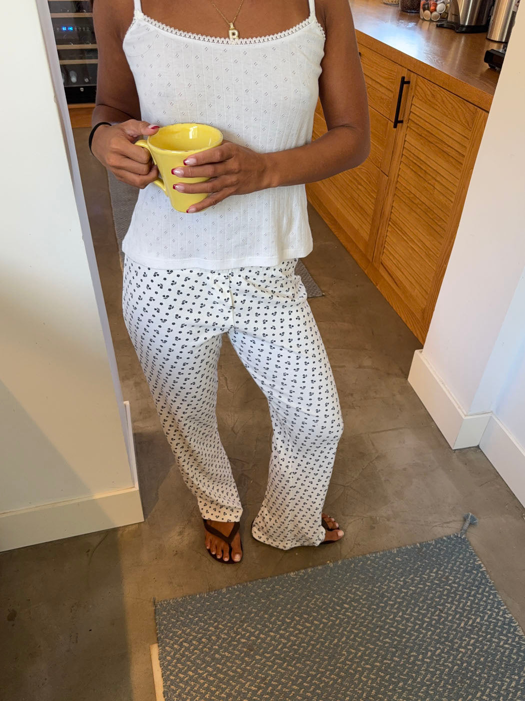 Lilania pyjamas pants with flowers – White/blue