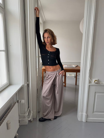 Trina suit pants with buckle detail - Beige