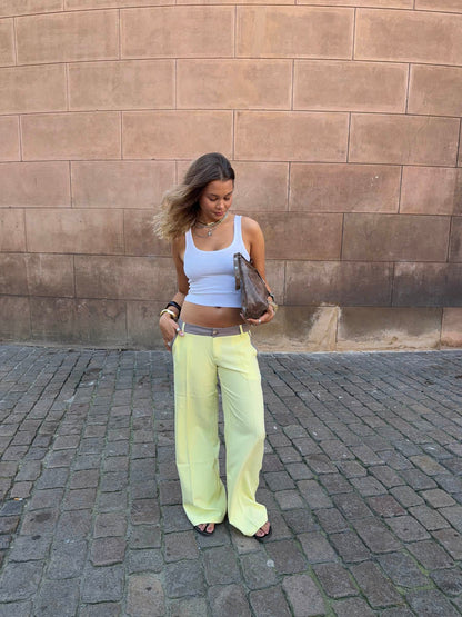 Amina pants with details – Yellow/Brown